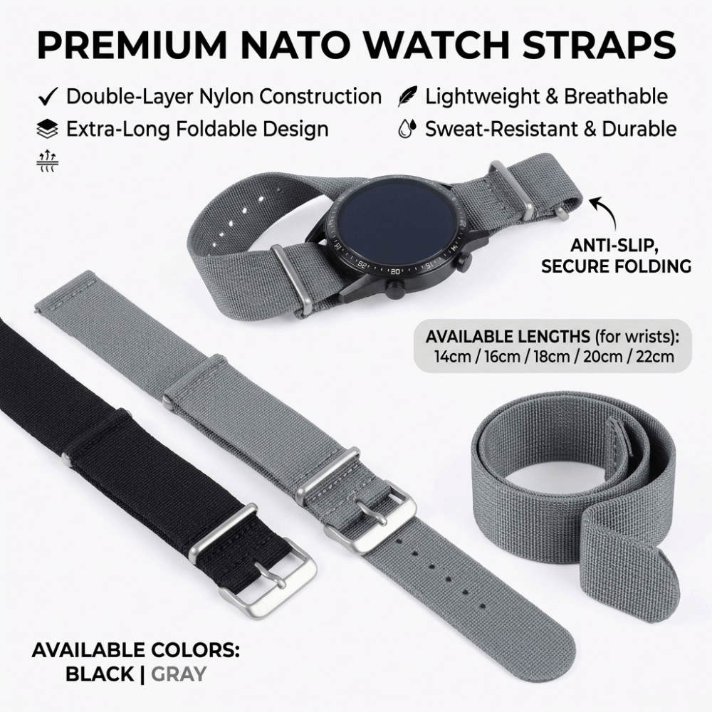Nylon Nato Strap - Ремешок для часов NATO 14/16/18/20/22 мм,
